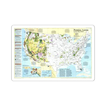 USA - Federal Lands in the Fifty States (1996) (Map) STICKER Vinyl Kiss-Cut Decal 4 Inch White - The Sticker Space