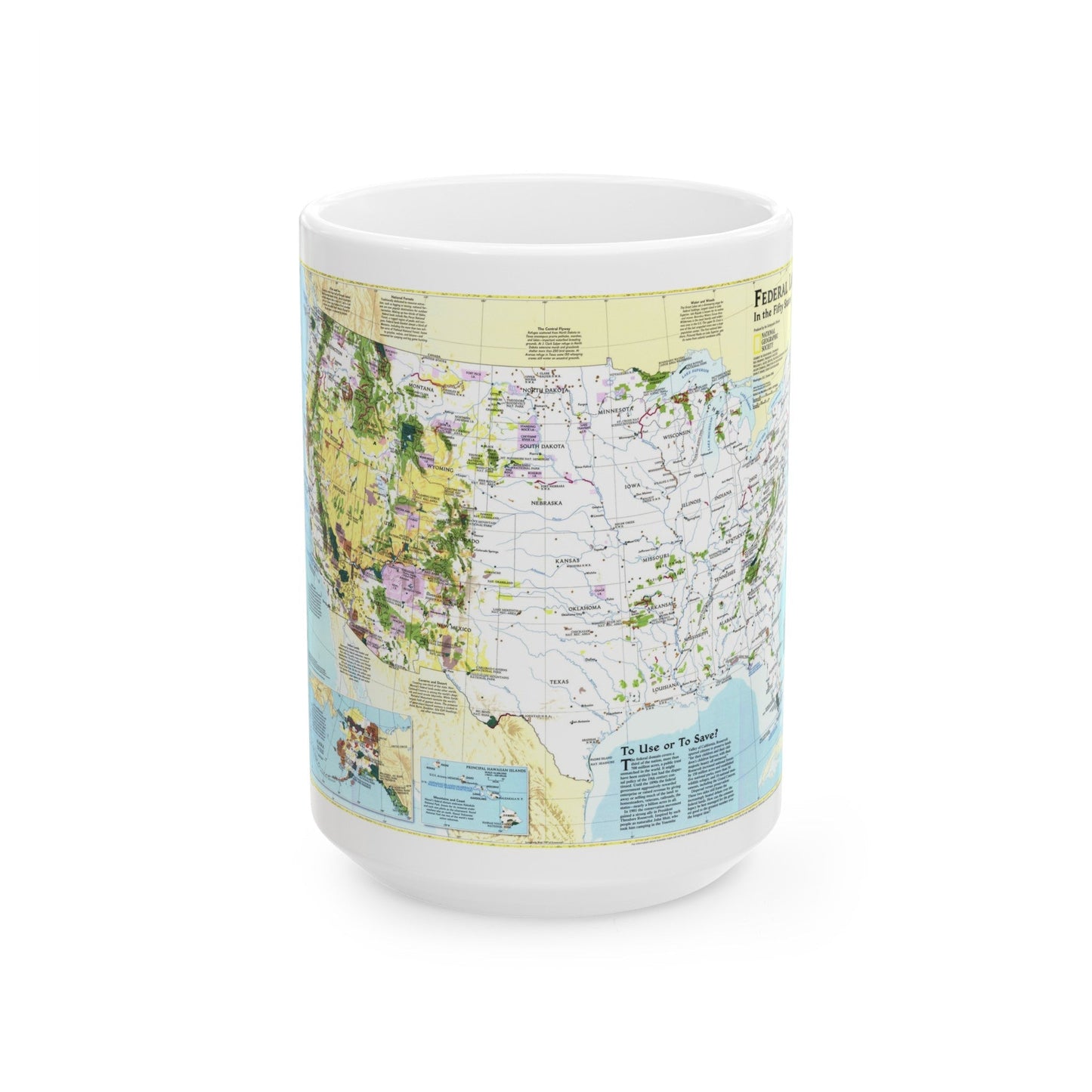 USA - Federal Lands in the Fifty States (1996) (Map) White Coffee Mug-15oz-The Sticker Space