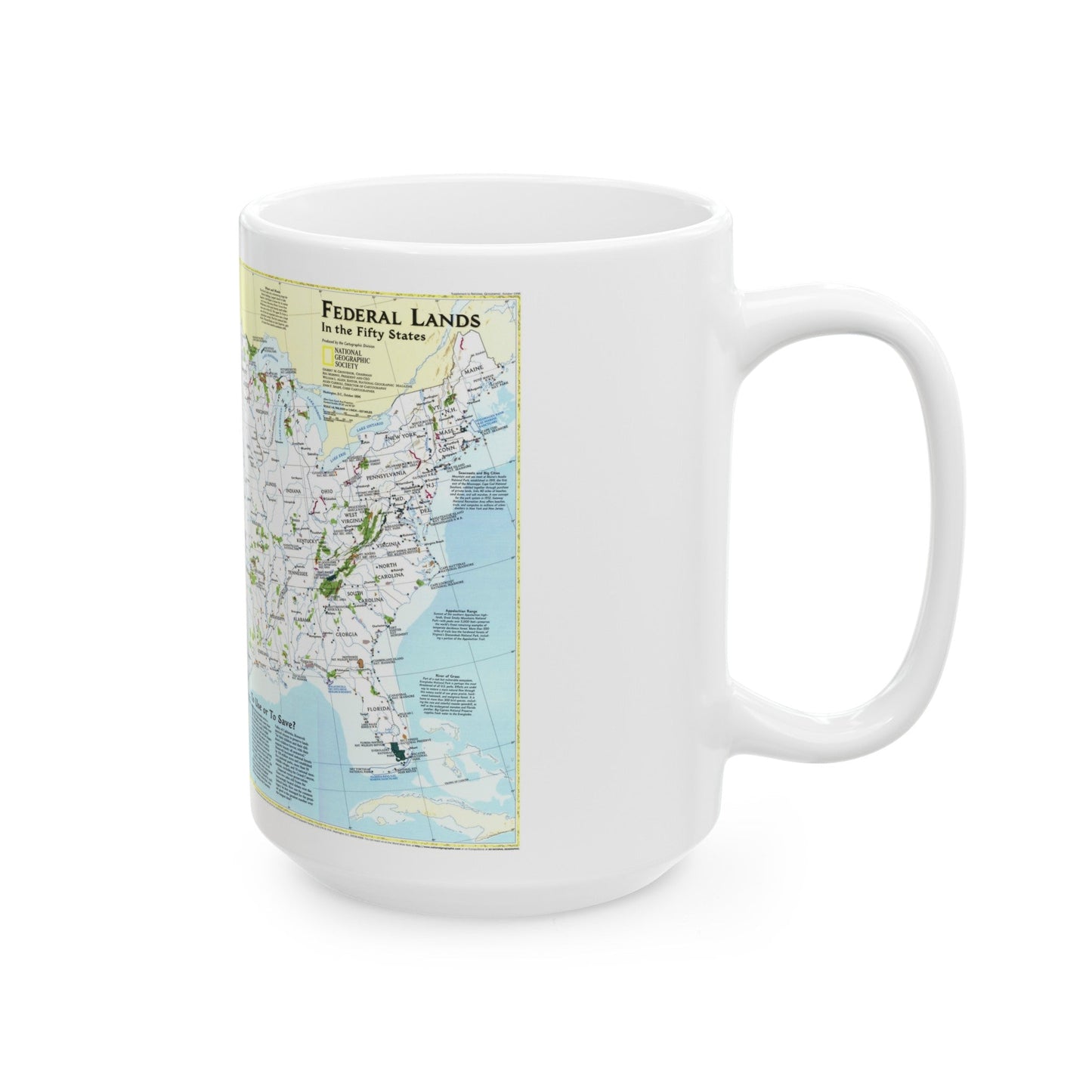 USA - Federal Lands in the Fifty States (1996) (Map) White Coffee Mug-The Sticker Space