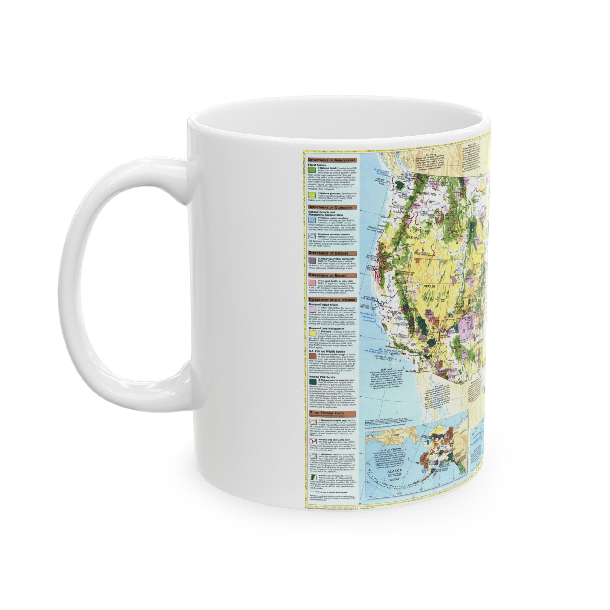 USA - Federal Lands in the Fifty States (1996) (Map) White Coffee Mug-The Sticker Space