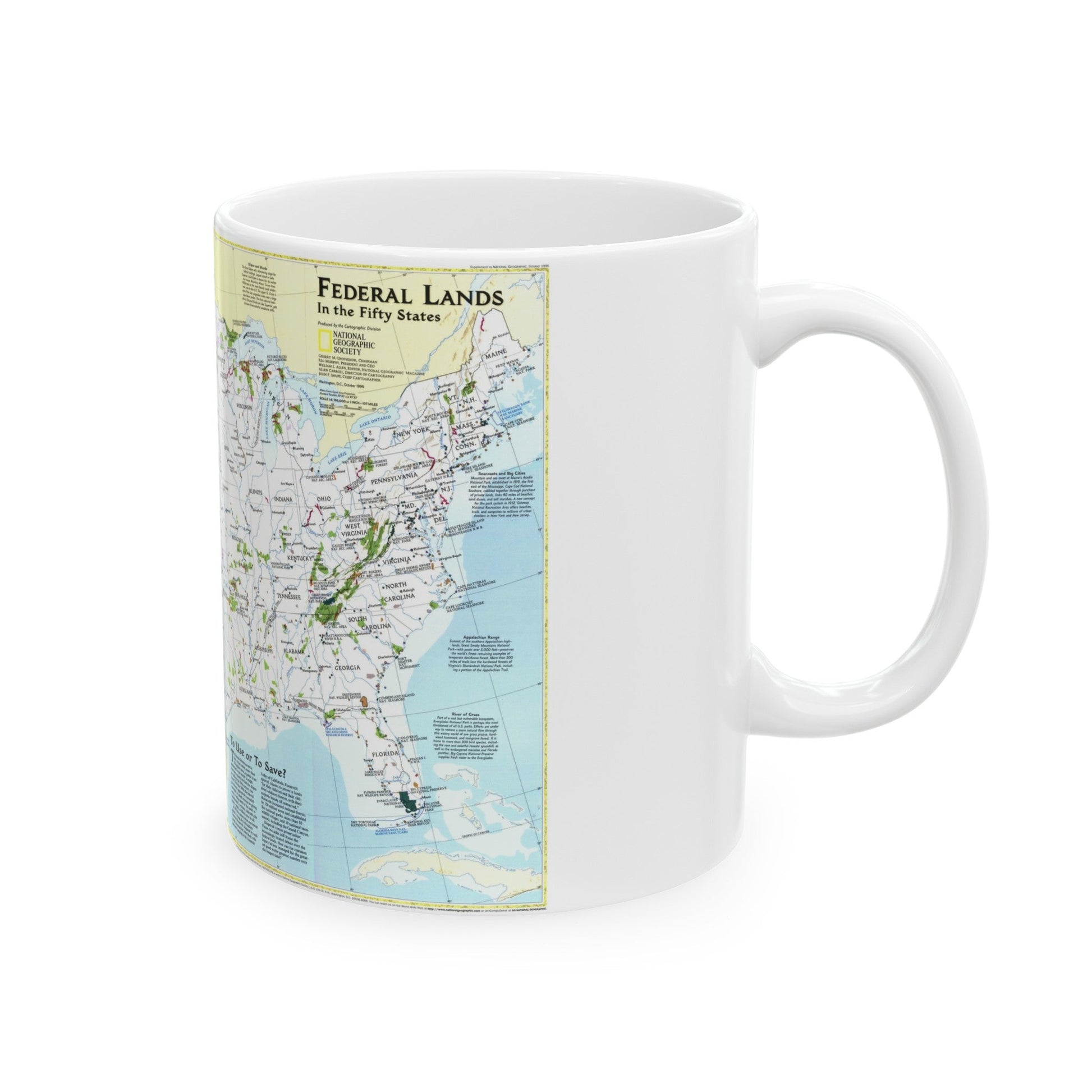 USA - Federal Lands in the Fifty States (1996) (Map) White Coffee Mug-The Sticker Space