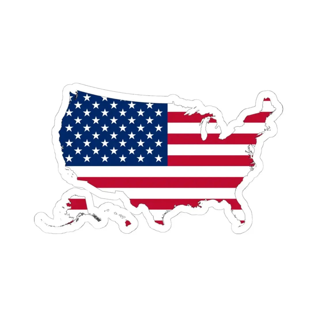 USA Flag Map (United States) STICKER Vinyl Kiss-Cut Decal 6 Inch White - The Sticker Space