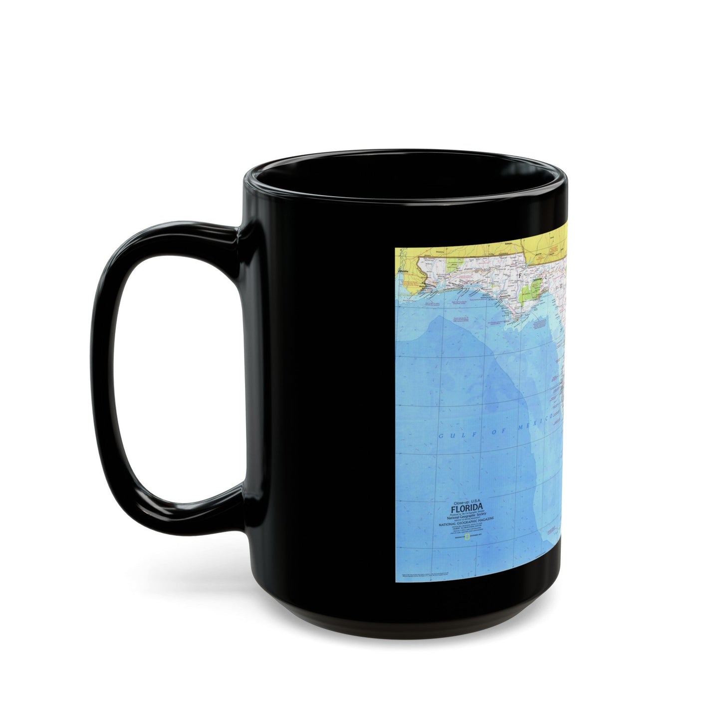 USA - Florida 1 (1973) (Map) Black Coffee Mug-The Sticker Space