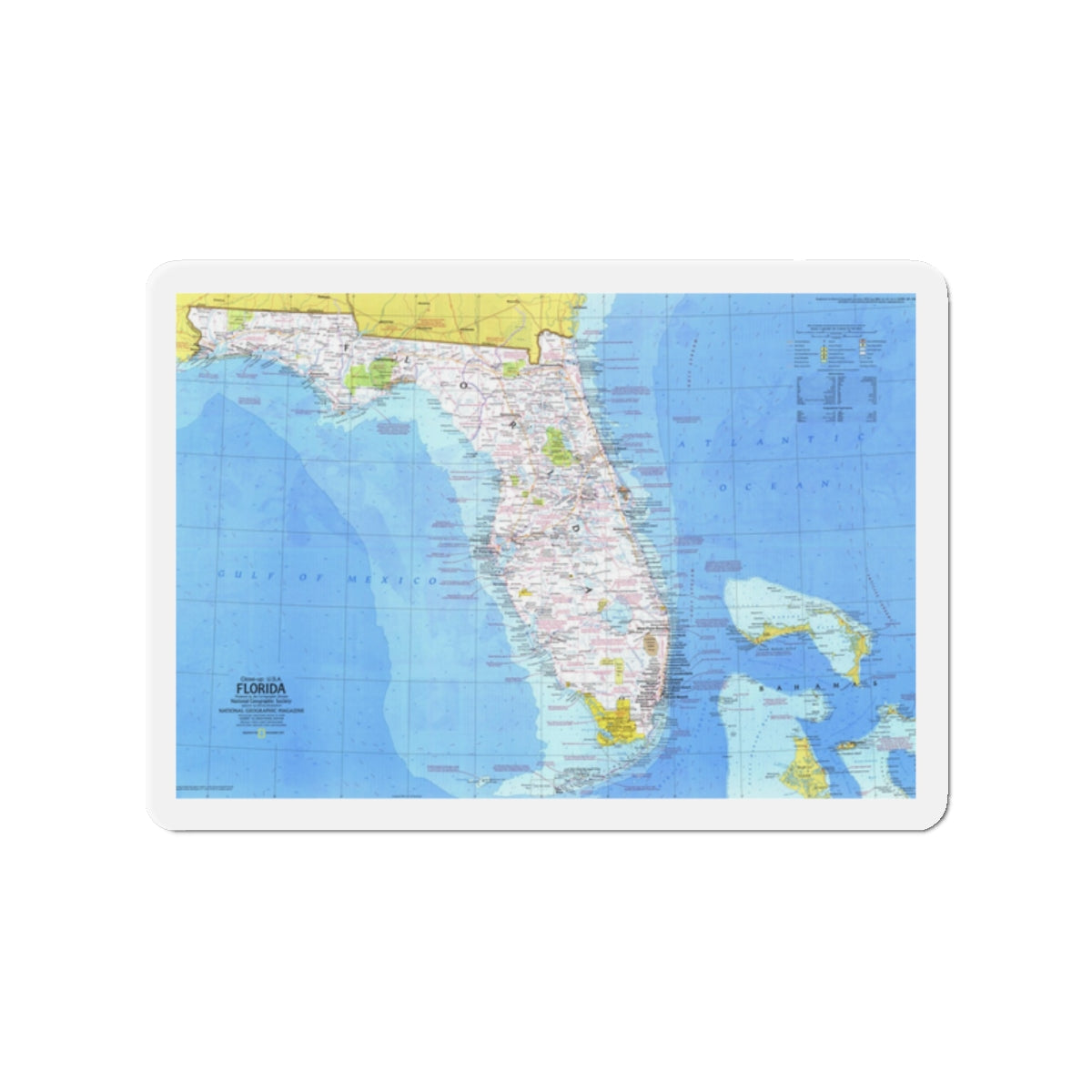 USA - Florida 1 (1973) (Map) Refrigerator Magnet-2" x 2"-The Sticker Space