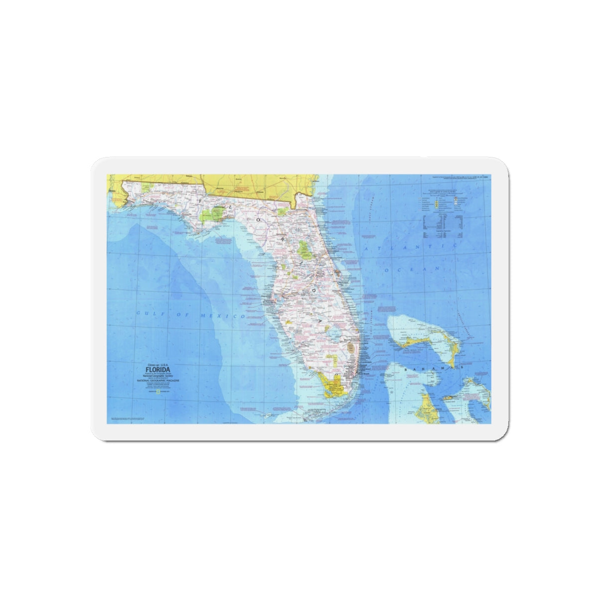 USA - Florida 1 (1973) (Map) Refrigerator Magnet-6 × 6"-The Sticker Space