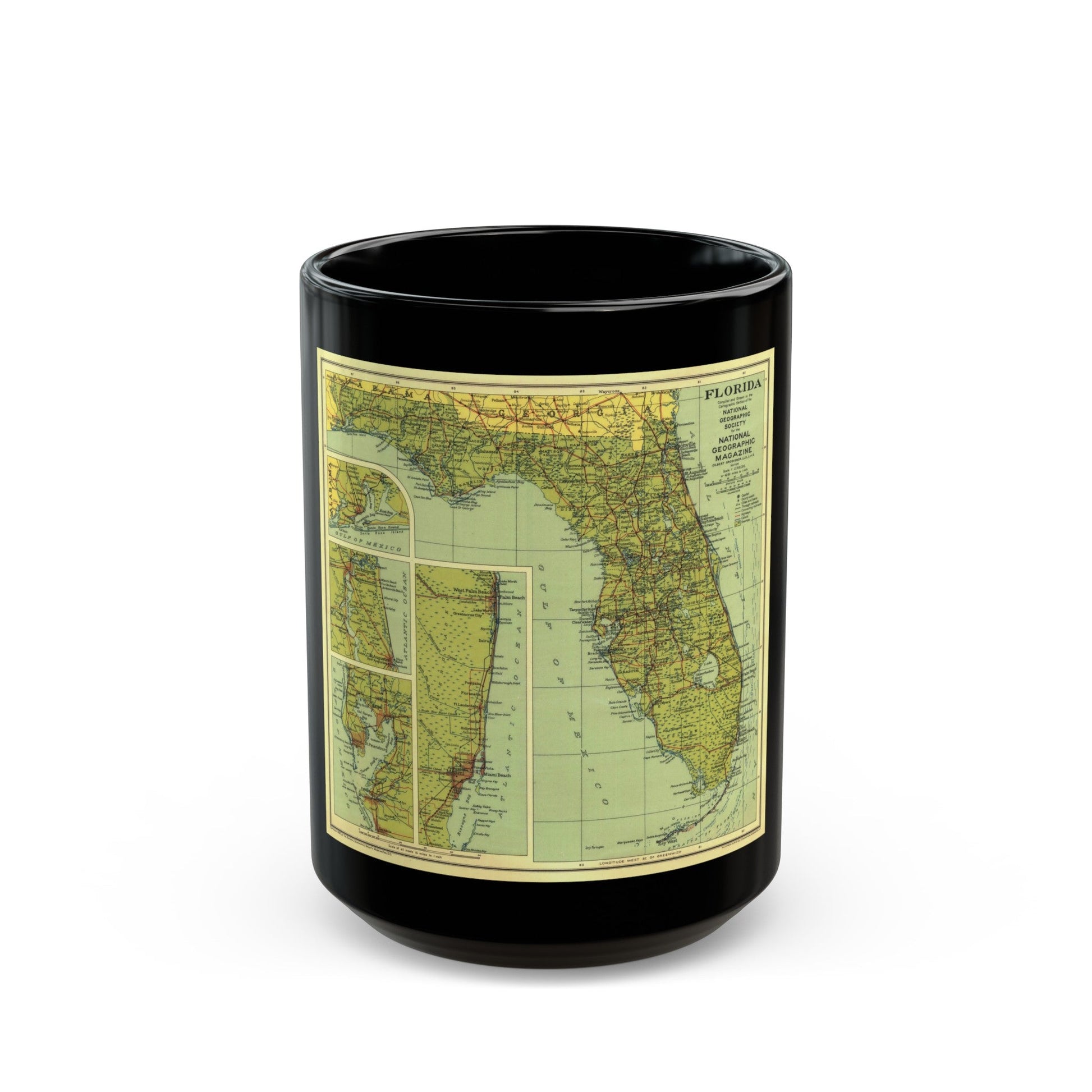 USA - Florida (1930) (Map) Black Coffee Mug-15oz-The Sticker Space
