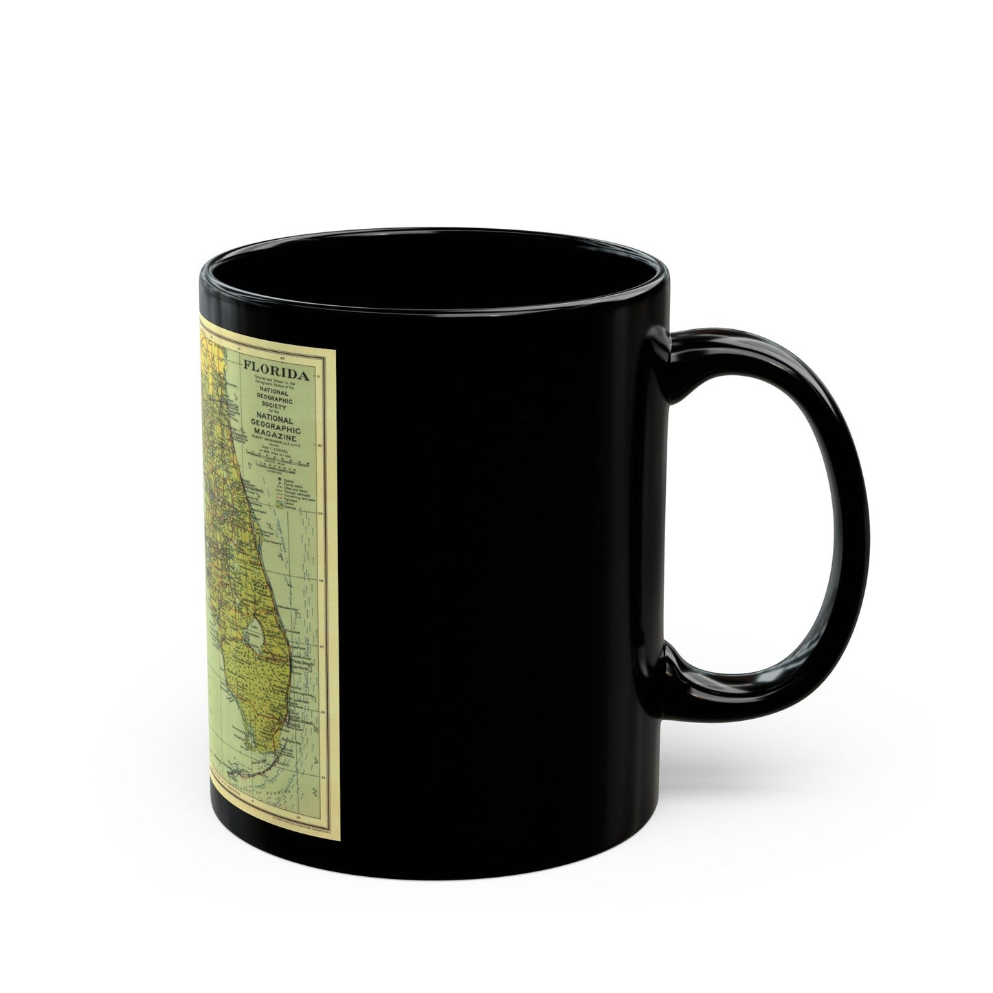 USA - Florida (1930) (Map) Black Coffee Mug-The Sticker Space