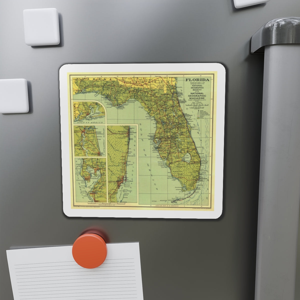 USA - Florida (1930) (Map) Refrigerator Magnet-The Sticker Space