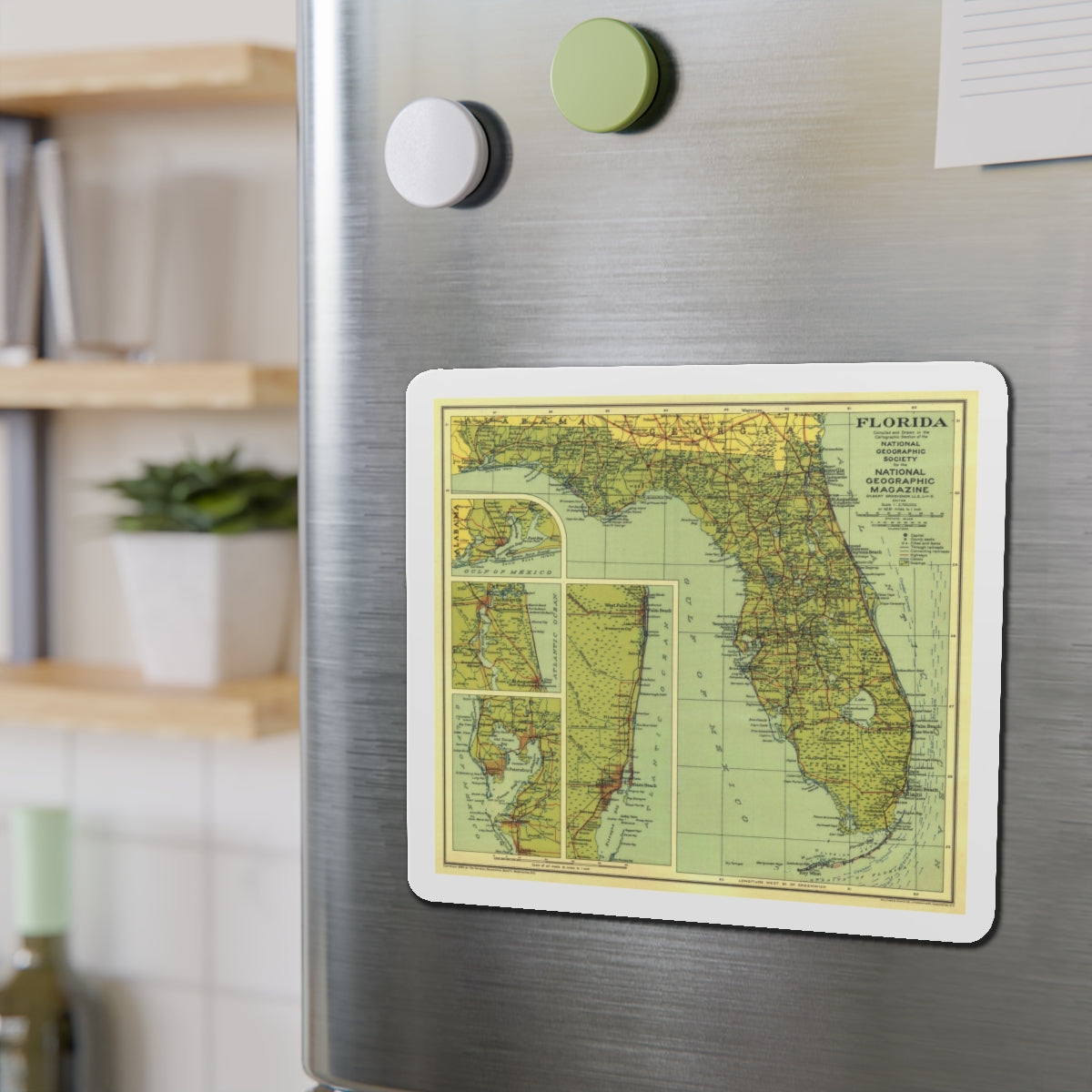 USA - Florida (1930) (Map) Refrigerator Magnet-The Sticker Space