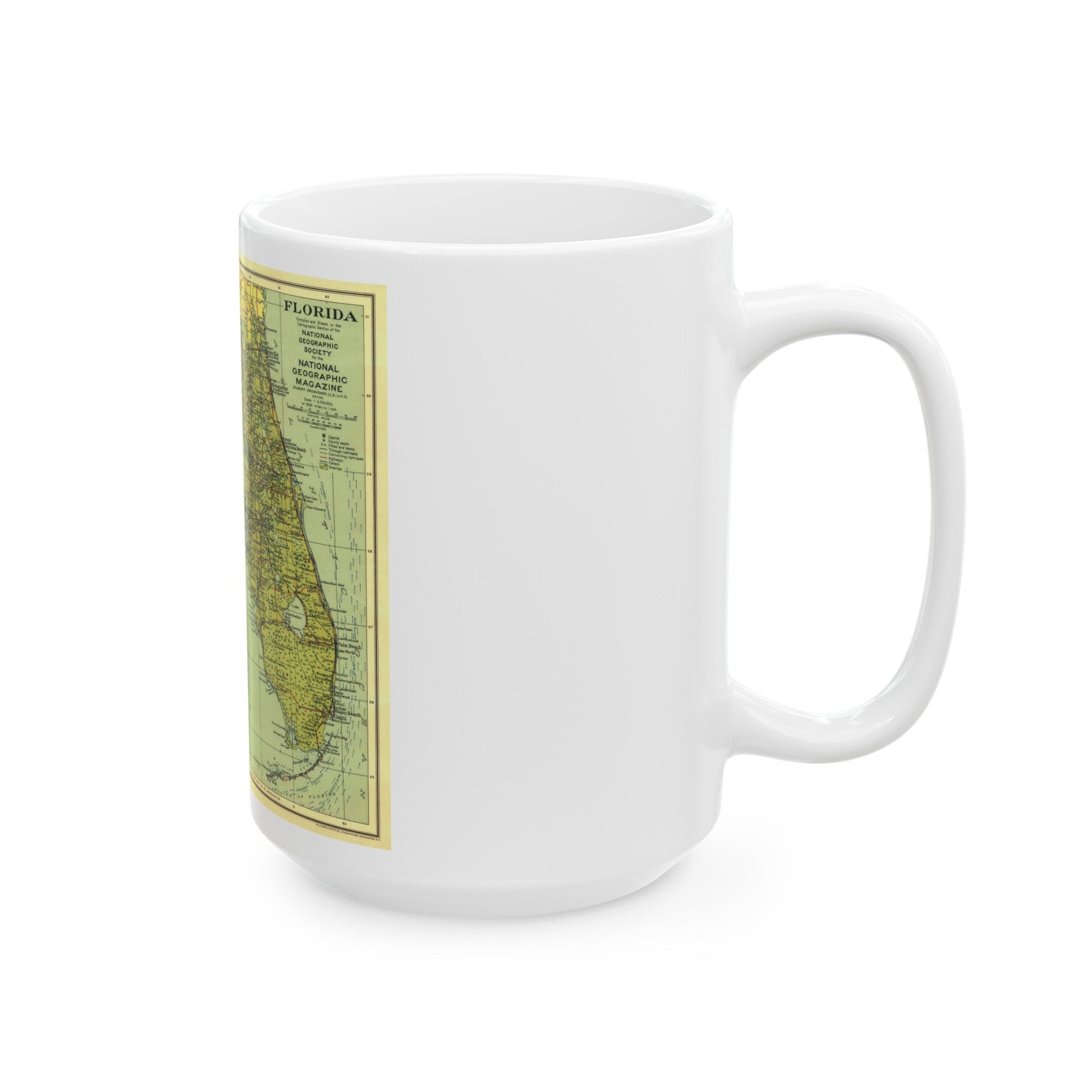 USA - Florida (1930) (Map) White Coffee Mug-The Sticker Space