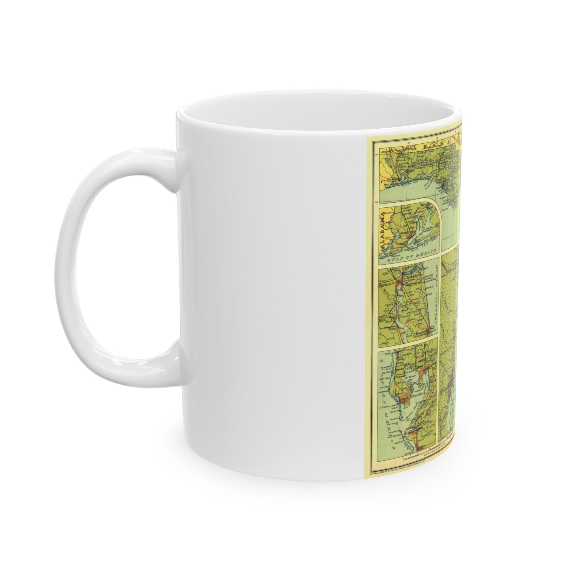 USA - Florida (1930) (Map) White Coffee Mug-The Sticker Space