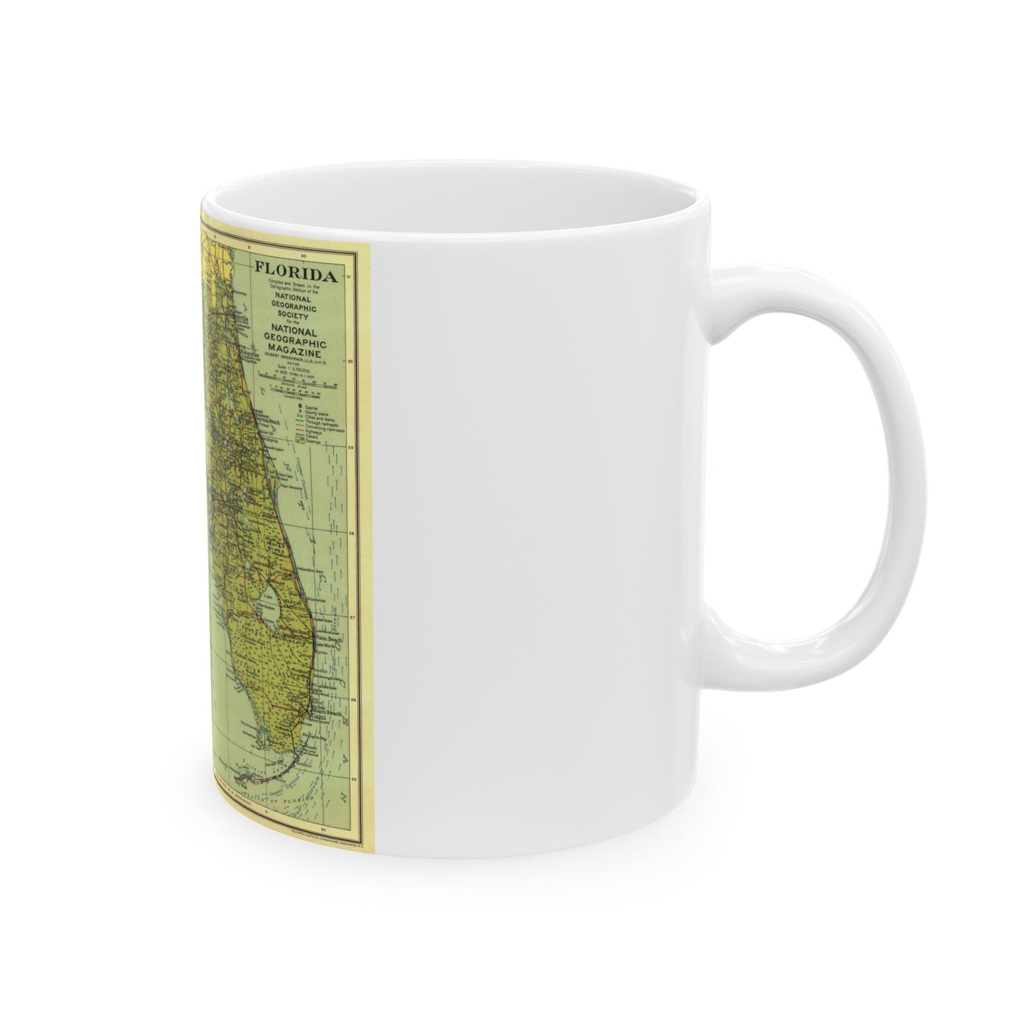 USA - Florida (1930) (Map) White Coffee Mug-The Sticker Space