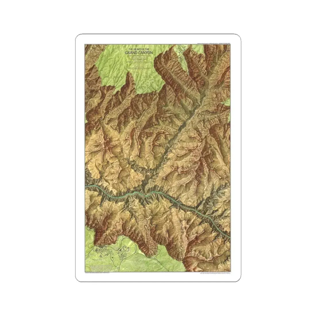 USA - Grand Canyon National Park, Arizona (1978) (Map) STICKER Vinyl Kiss-Cut Decal 3 Inch White - The Sticker Space