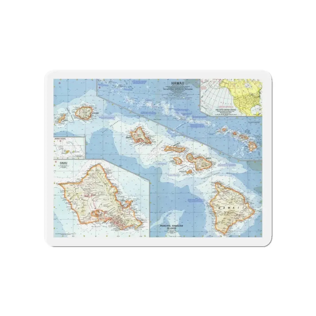 USA - Hawaii (1960) (Map) Refrigerator Magnet 4 Inch - The Sticker Space