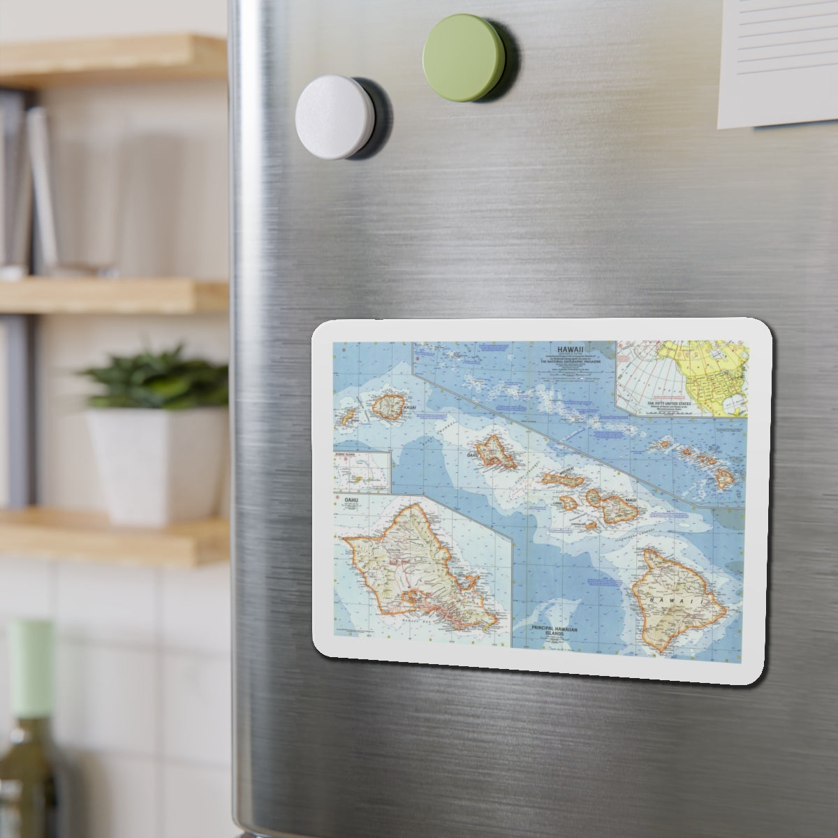 USA - Hawaii (1960) (Map) Refrigerator Magnet-The Sticker Space