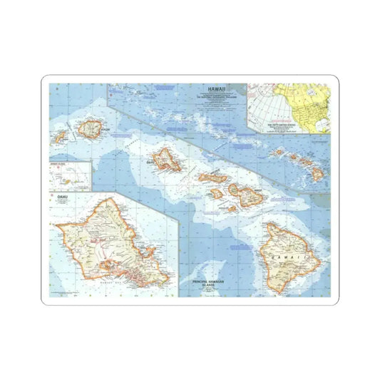 USA - Hawaii (1960) (Map) STICKER Vinyl Kiss-Cut Decal 2 Inch White - The Sticker Space