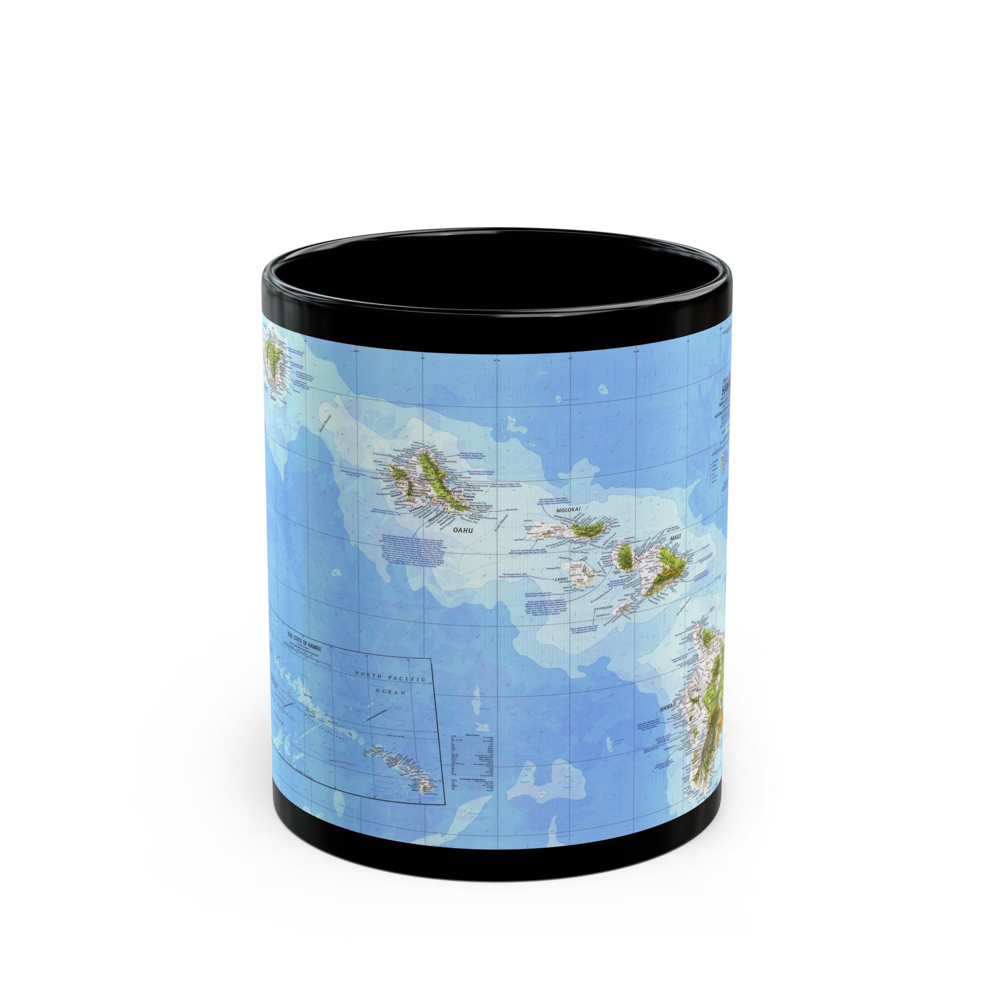 USA - Hawaii (1976) (Map) Black Coffee Mug-11oz-The Sticker Space