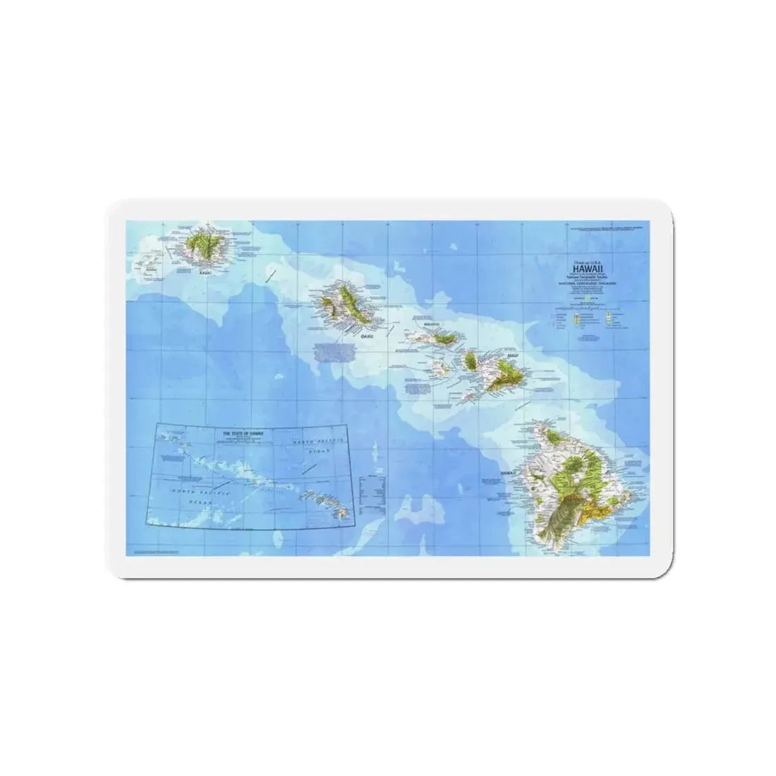 USA - Hawaii (1976) (Map) Refrigerator Magnet 3 Inch - The Sticker Space