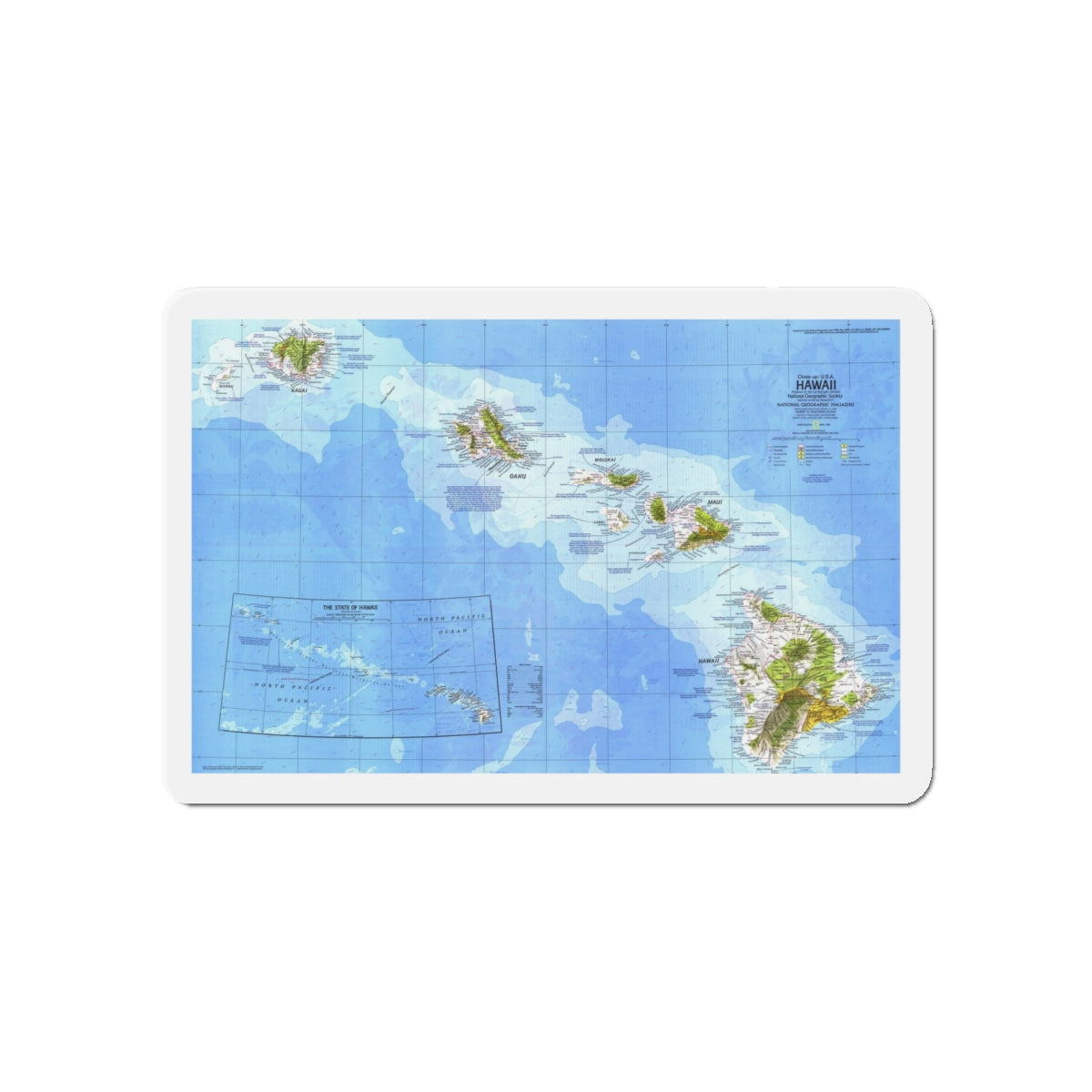 USA - Hawaii (1976) (Map) Refrigerator Magnet-5" x 5"-The Sticker Space