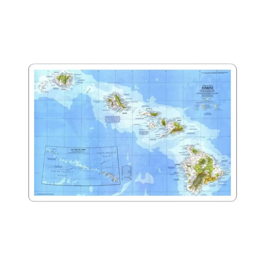 USA - Hawaii (1976) (Map) STICKER Vinyl Kiss-Cut Decal 2 Inch White - The Sticker Space