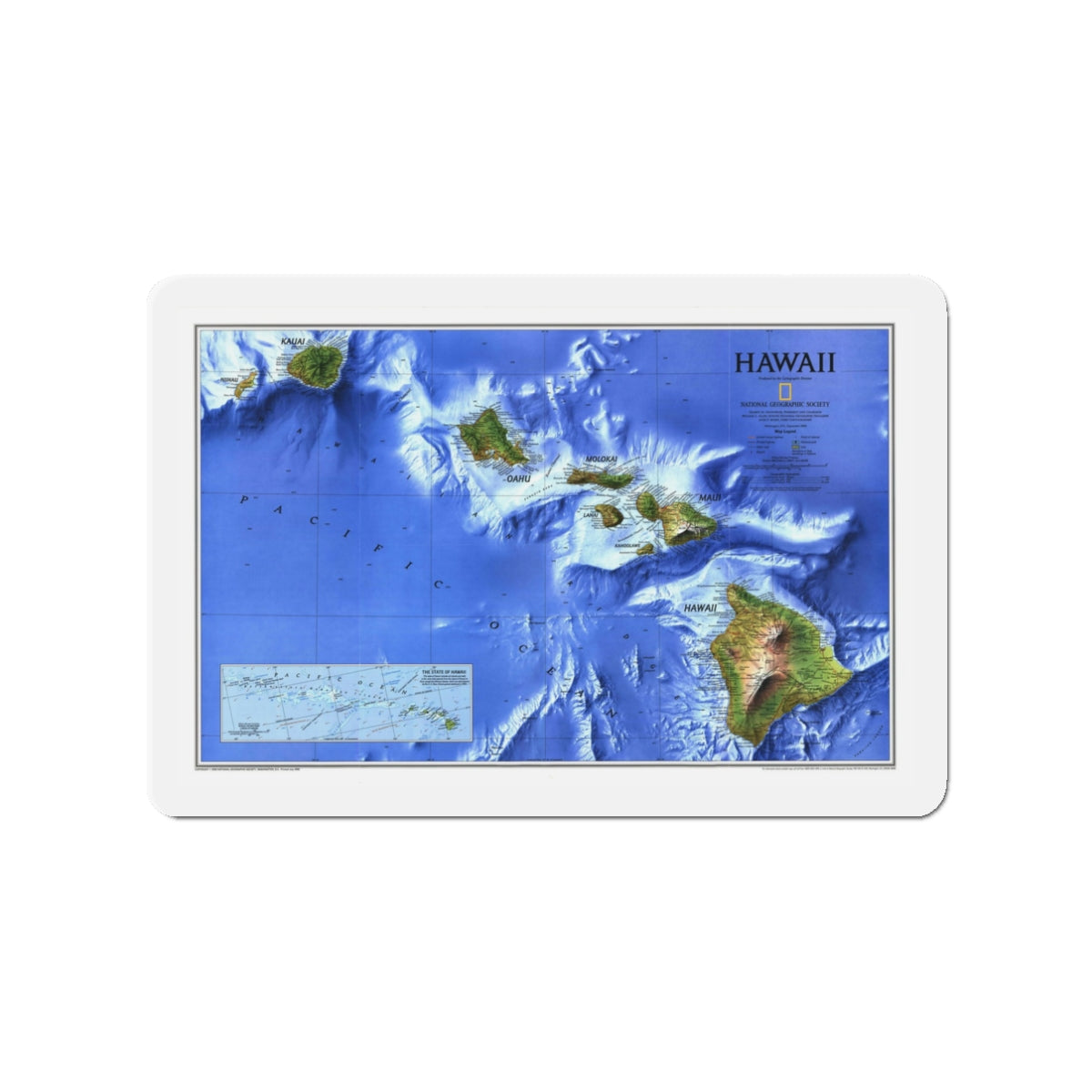 USA - Hawaii (1995) (Map) Refrigerator Magnet-3" x 3"-The Sticker Space