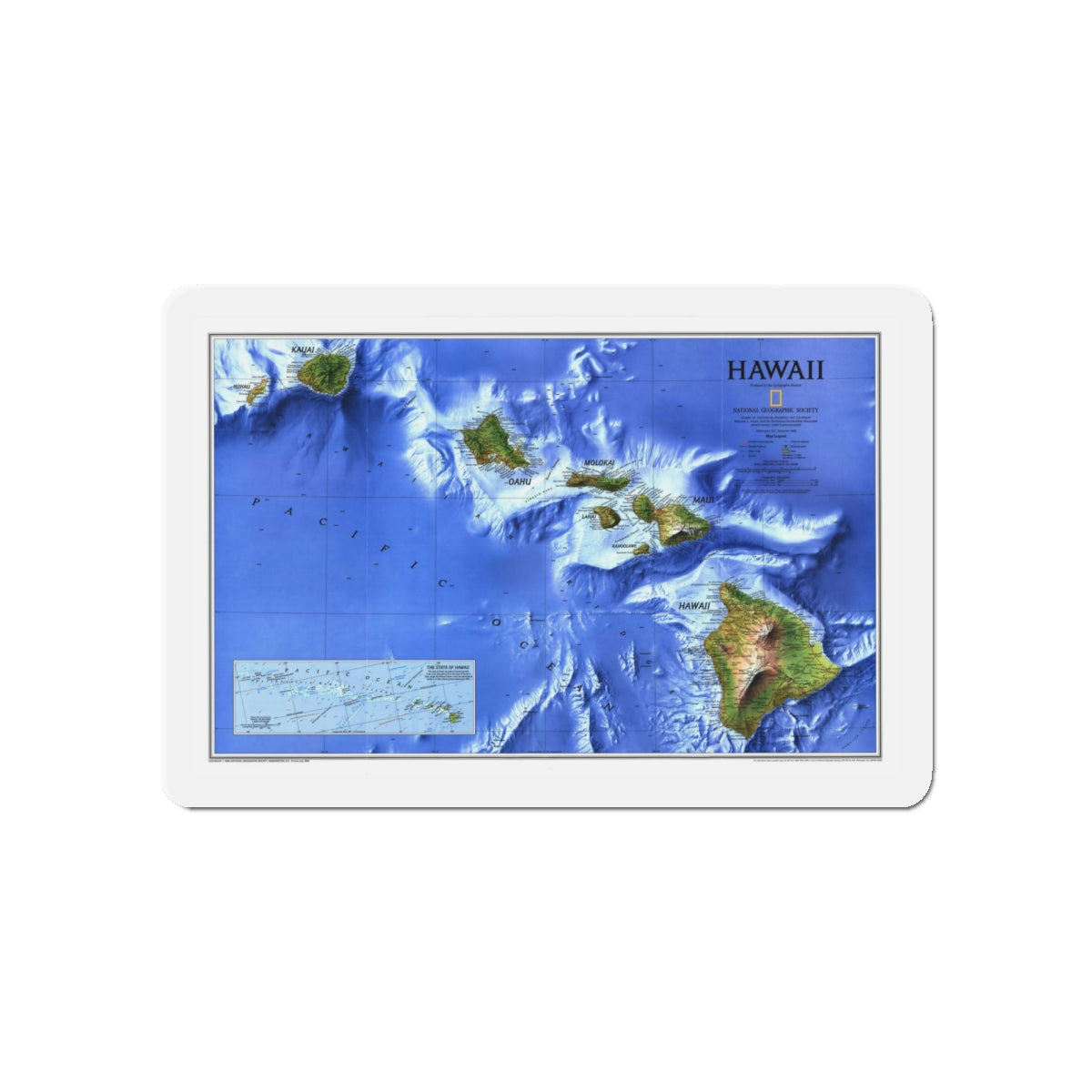 USA - Hawaii (1995) (Map) Refrigerator Magnet-5" x 5"-The Sticker Space