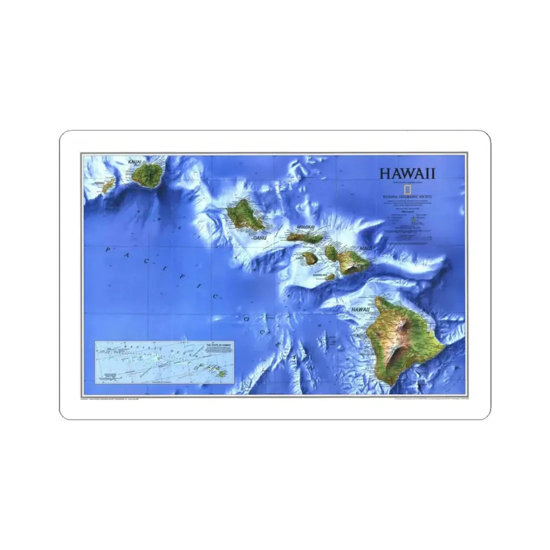 USA - Hawaii (1995) (Map) STICKER Vinyl Kiss-Cut Decal 3 Inch White - The Sticker Space