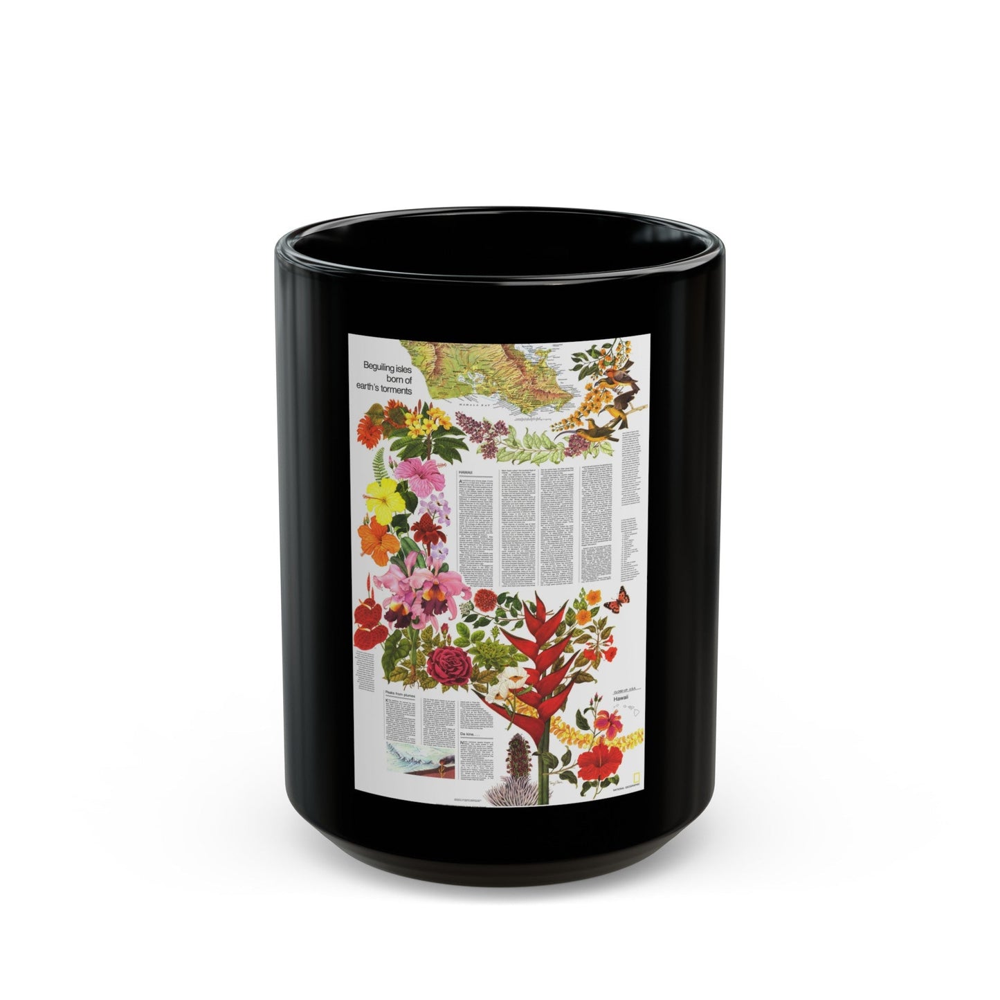 USA - Hawaii, Beguiling Isles (1976) (Map) Black Coffee Mug-15oz-The Sticker Space