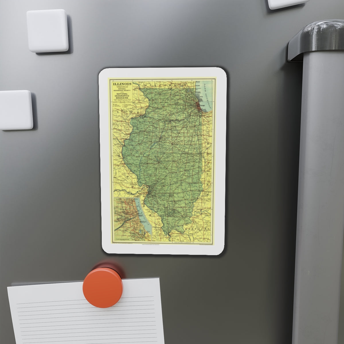 USA - Illinois (1931) (Map) Refrigerator Magnet-The Sticker Space