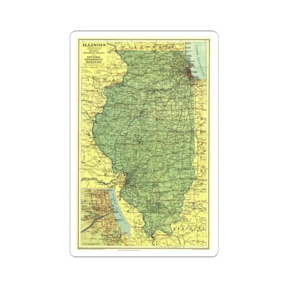 USA - Illinois (1931) (Map) STICKER Vinyl Kiss-Cut Decal 2 Inch White - The Sticker Space