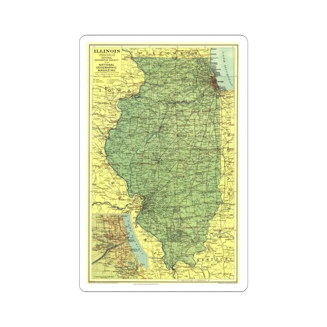 USA - Illinois (1931) (Map) STICKER Vinyl Kiss-Cut Decal 6 Inch White - The Sticker Space