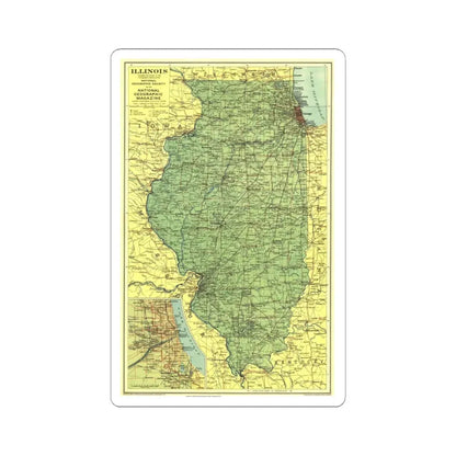 USA - Illinois (1931) (Map) STICKER Vinyl Kiss-Cut Decal 6 Inch White - The Sticker Space