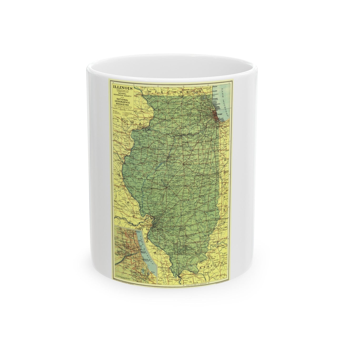 USA - Illinois (1931) (Map) White Coffee Mug-11oz-The Sticker Space