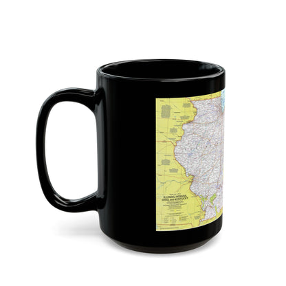 USA - Illinois, Indiana, Ohio, Kentucky 1 (1977) (Map) Black Coffee Mug-The Sticker Space