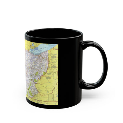 USA - Illinois, Indiana, Ohio, Kentucky 1 (1977) (Map) Black Coffee Mug-The Sticker Space