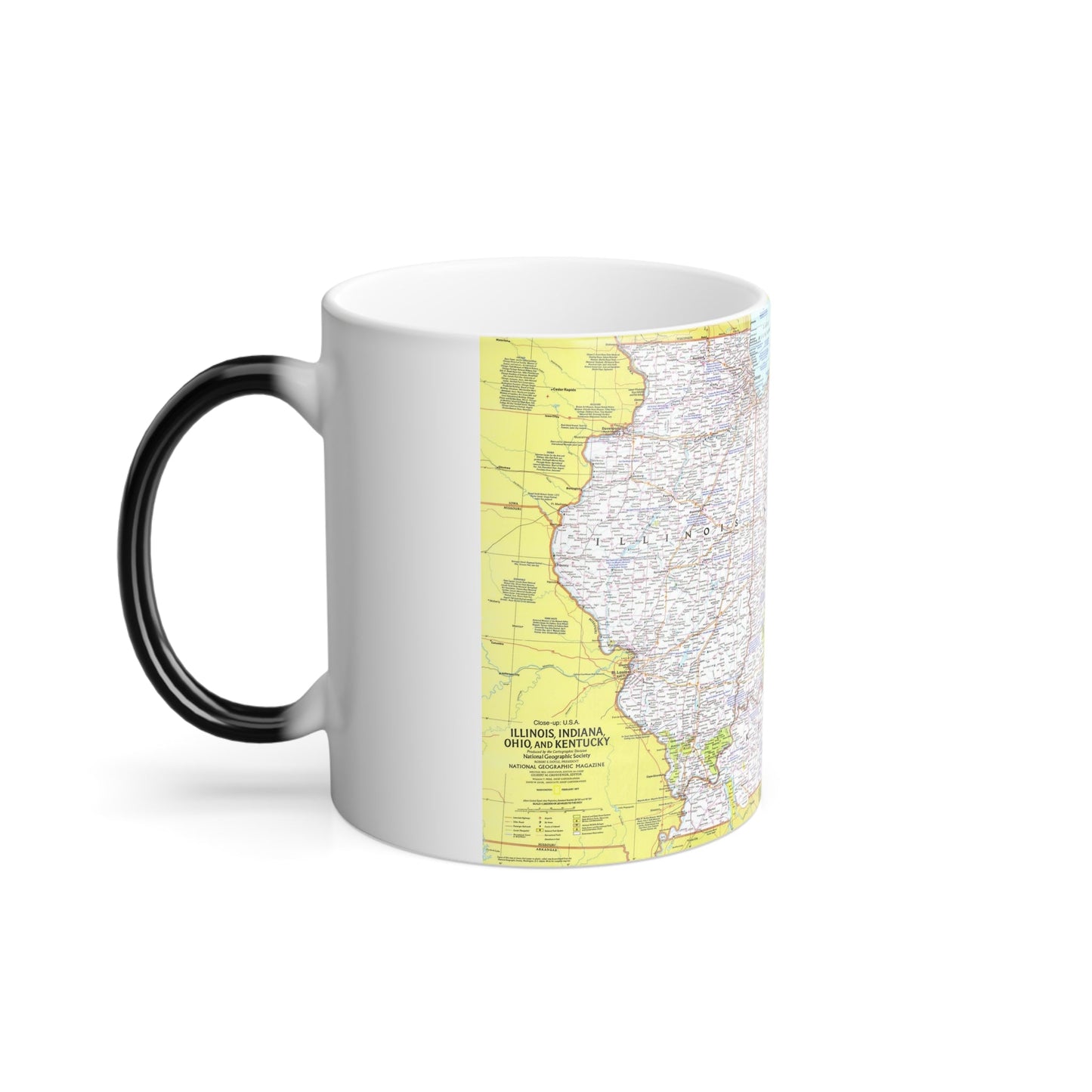 USA - Illinois, Indiana, Ohio, Kentucky 1 (1977) (Map) Color Changing Mug 11oz-11oz-The Sticker Space