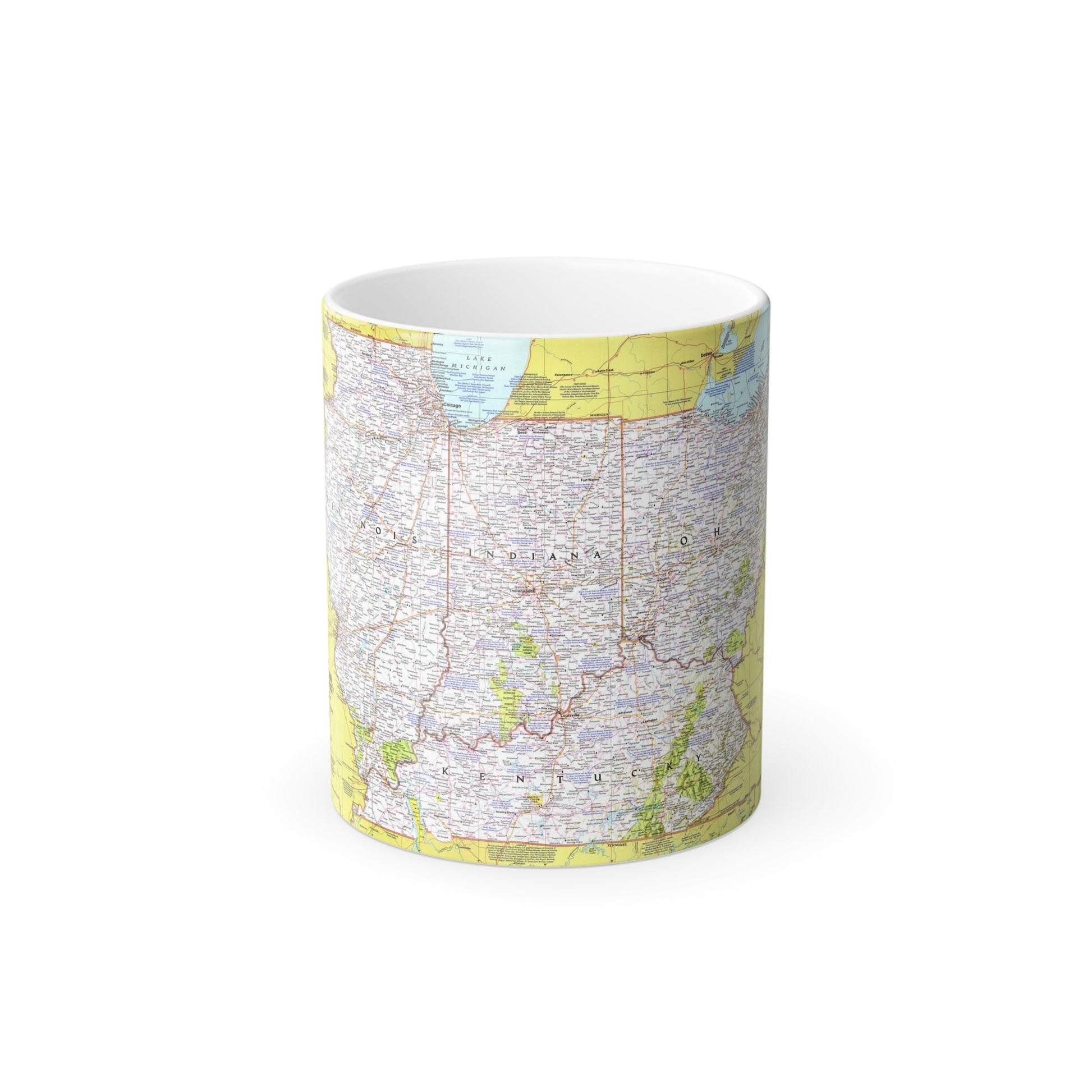 USA - Illinois, Indiana, Ohio, Kentucky 1 (1977) (Map) Color Changing Mug 11oz-11oz-The Sticker Space