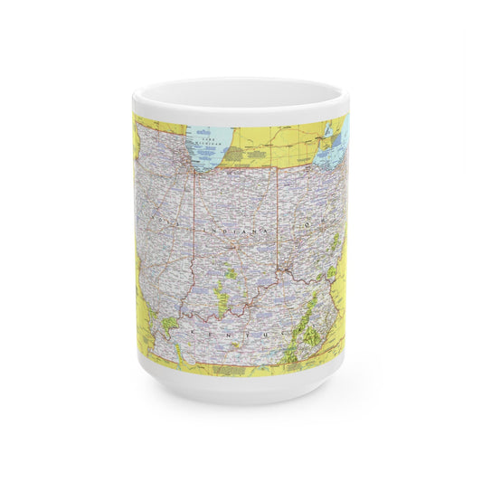 USA - Illinois, Indiana, Ohio, Kentucky 1 (1977) (Map) White Coffee Mug-15oz-The Sticker Space