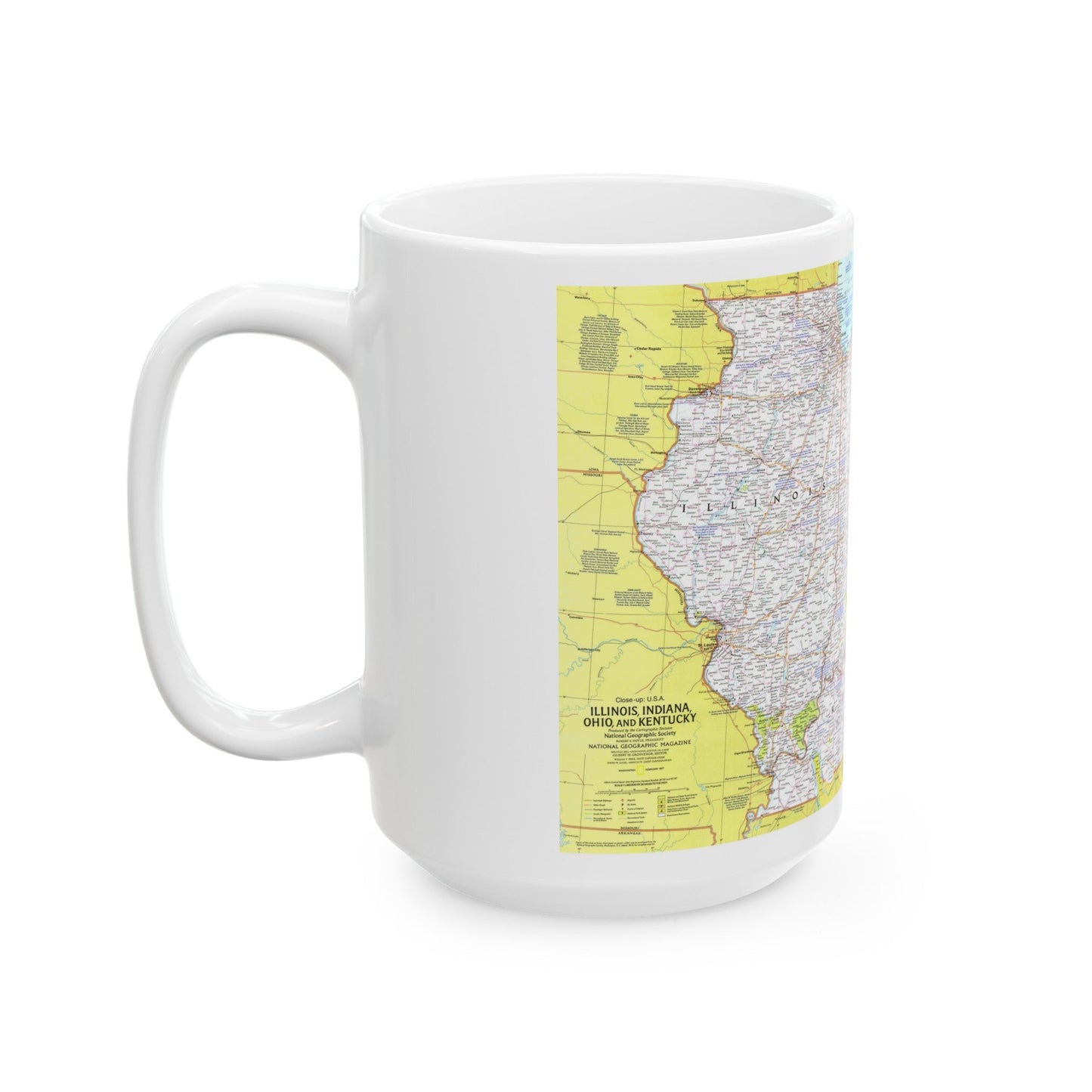 USA - Illinois, Indiana, Ohio, Kentucky 1 (1977) (Map) White Coffee Mug-The Sticker Space