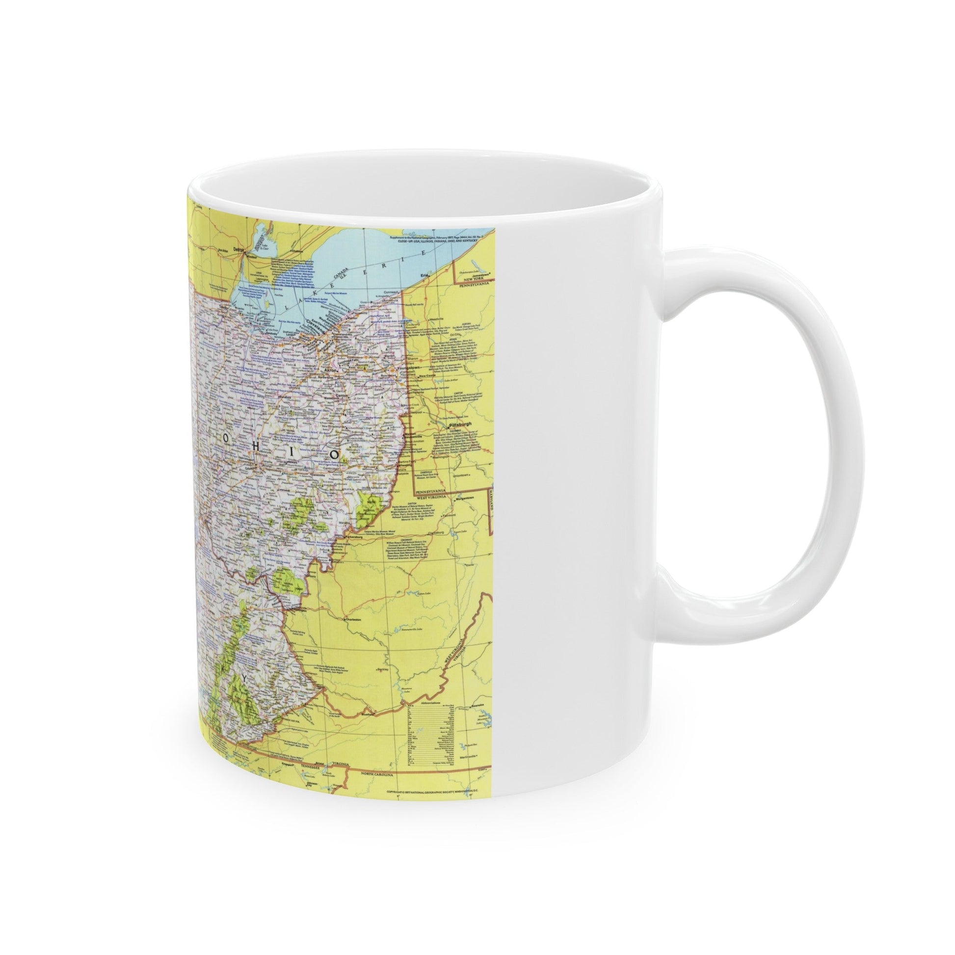 USA - Illinois, Indiana, Ohio, Kentucky 1 (1977) (Map) White Coffee Mug-The Sticker Space