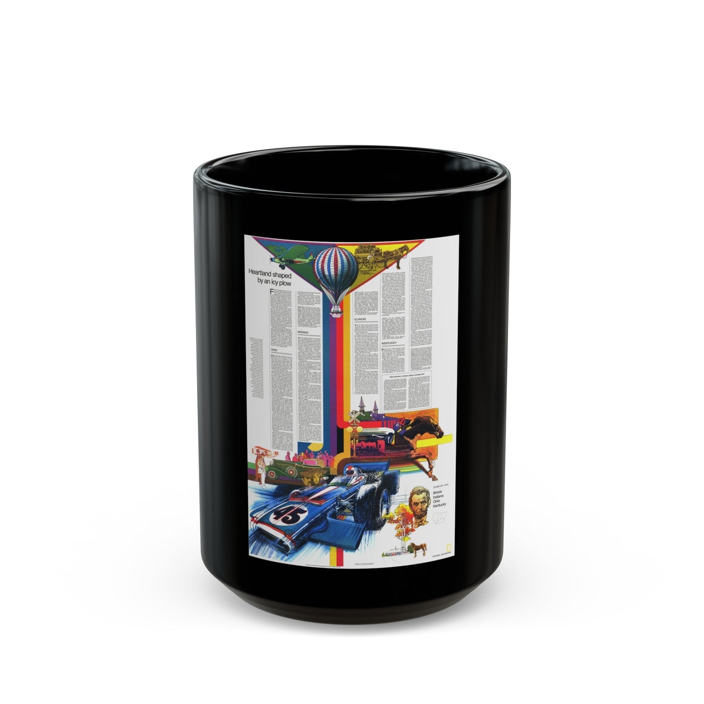 USA - Illinois, Indiana, Ohio, Kentucky 2 (1977) (Map) Black Coffee Mug-15oz-The Sticker Space