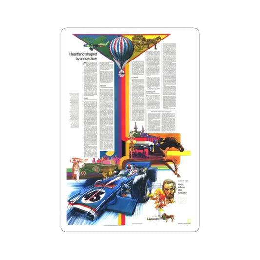 USA - Illinois, Indiana, Ohio, Kentucky 2 (1977) (Map) STICKER Vinyl Kiss-Cut Decal 2 Inch White - The Sticker Space