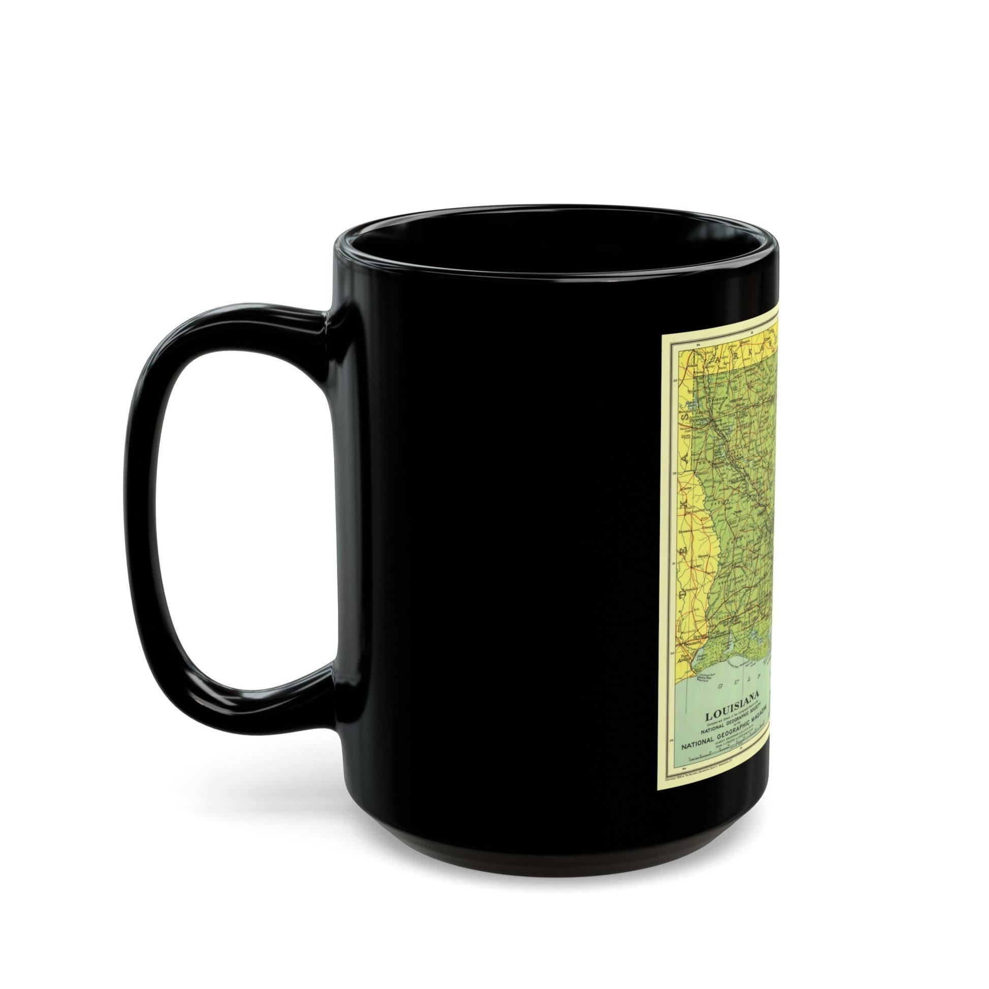 USA - Louisiana (1930) (Map) Black Coffee Mug-The Sticker Space