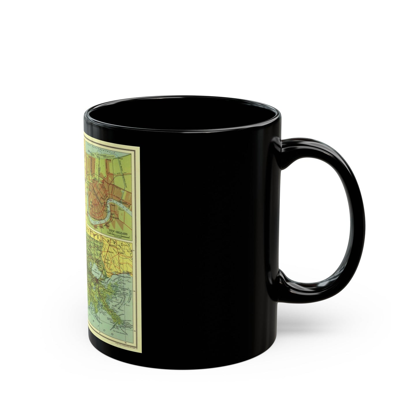 USA - Louisiana (1930) (Map) Black Coffee Mug-The Sticker Space