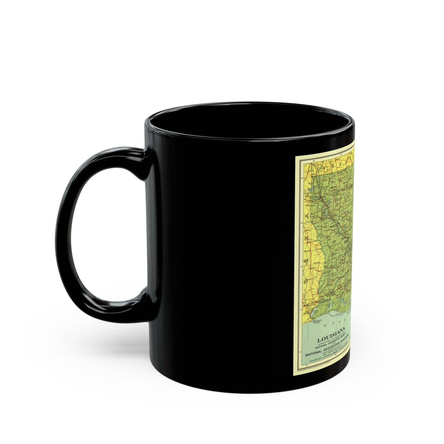 USA - Louisiana (1930) (Map) Black Coffee Mug-The Sticker Space