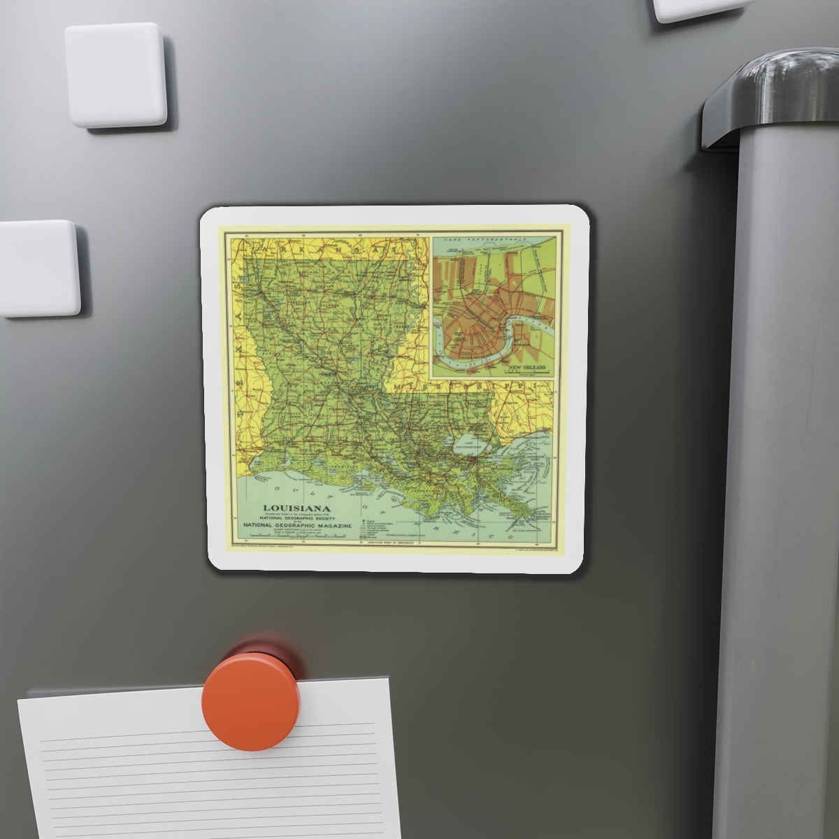 USA - Louisiana (1930) (Map) Refrigerator Magnet-The Sticker Space