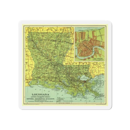USA - Louisiana (1930) (Map) Refrigerator Magnet 4 Inch - The Sticker Space