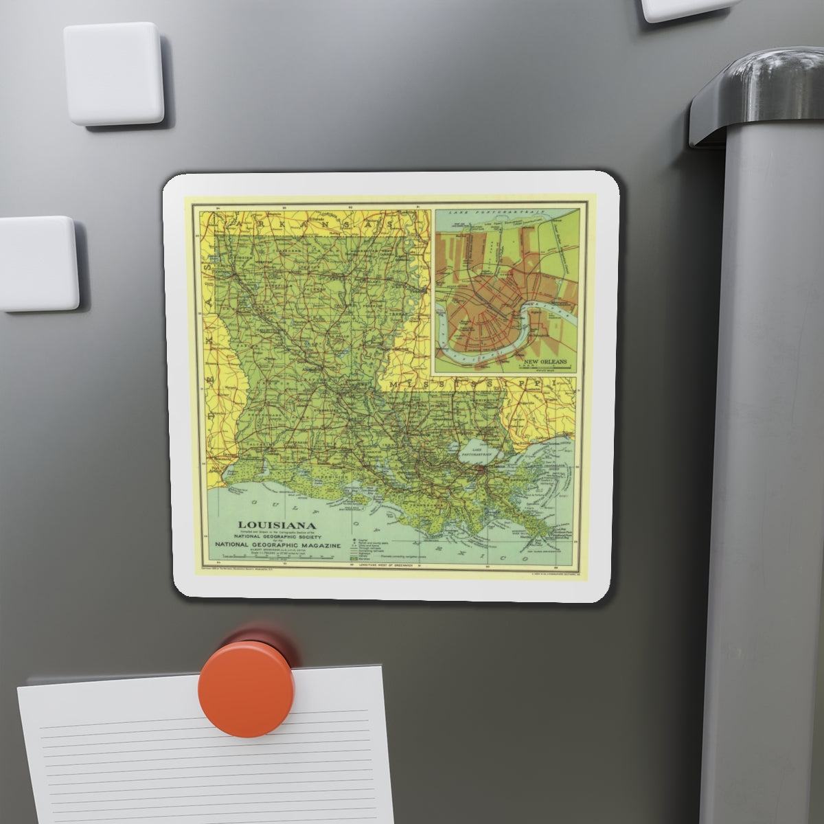 USA - Louisiana (1930) (Map) Refrigerator Magnet-The Sticker Space