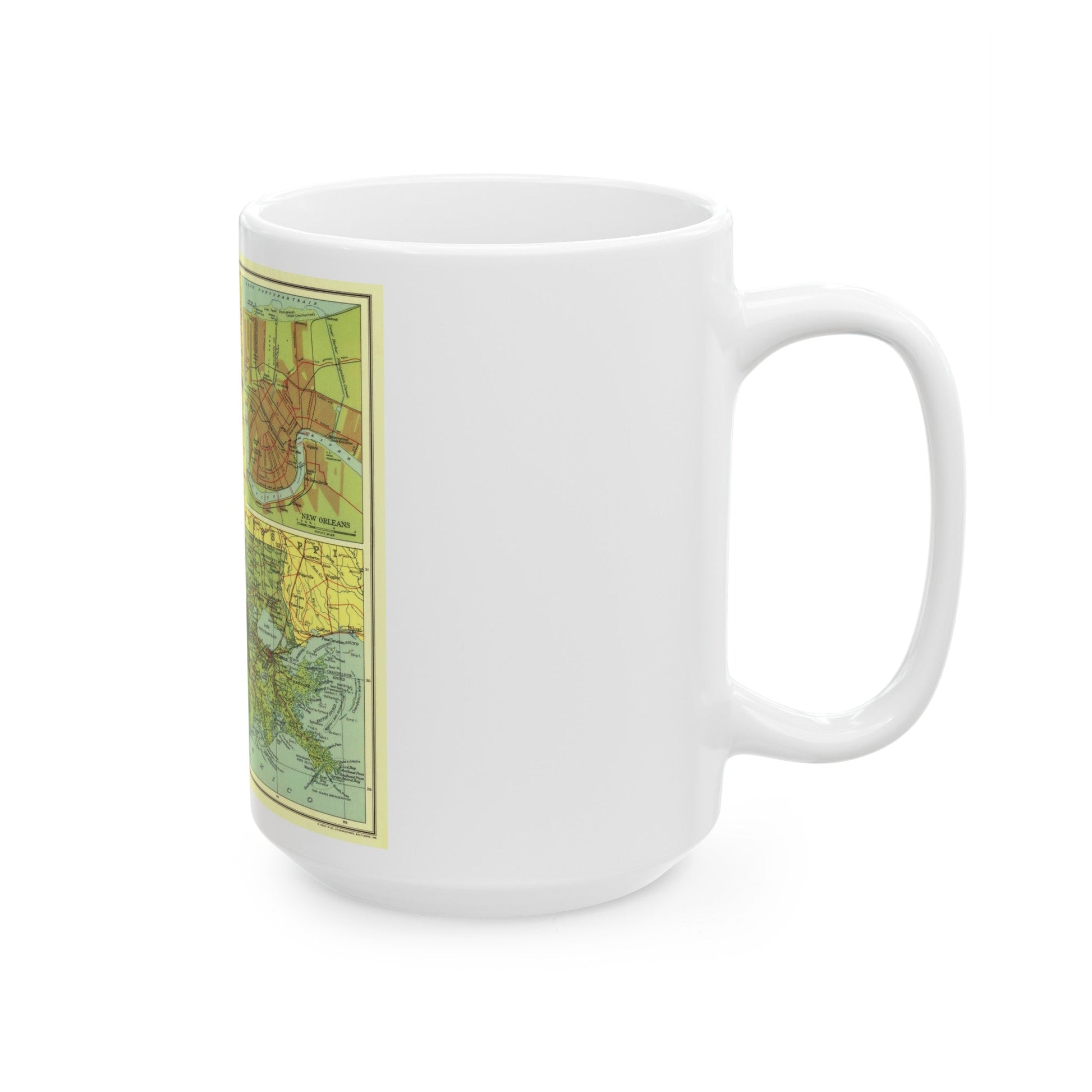 USA - Louisiana (1930) (Map) White Coffee Mug-The Sticker Space