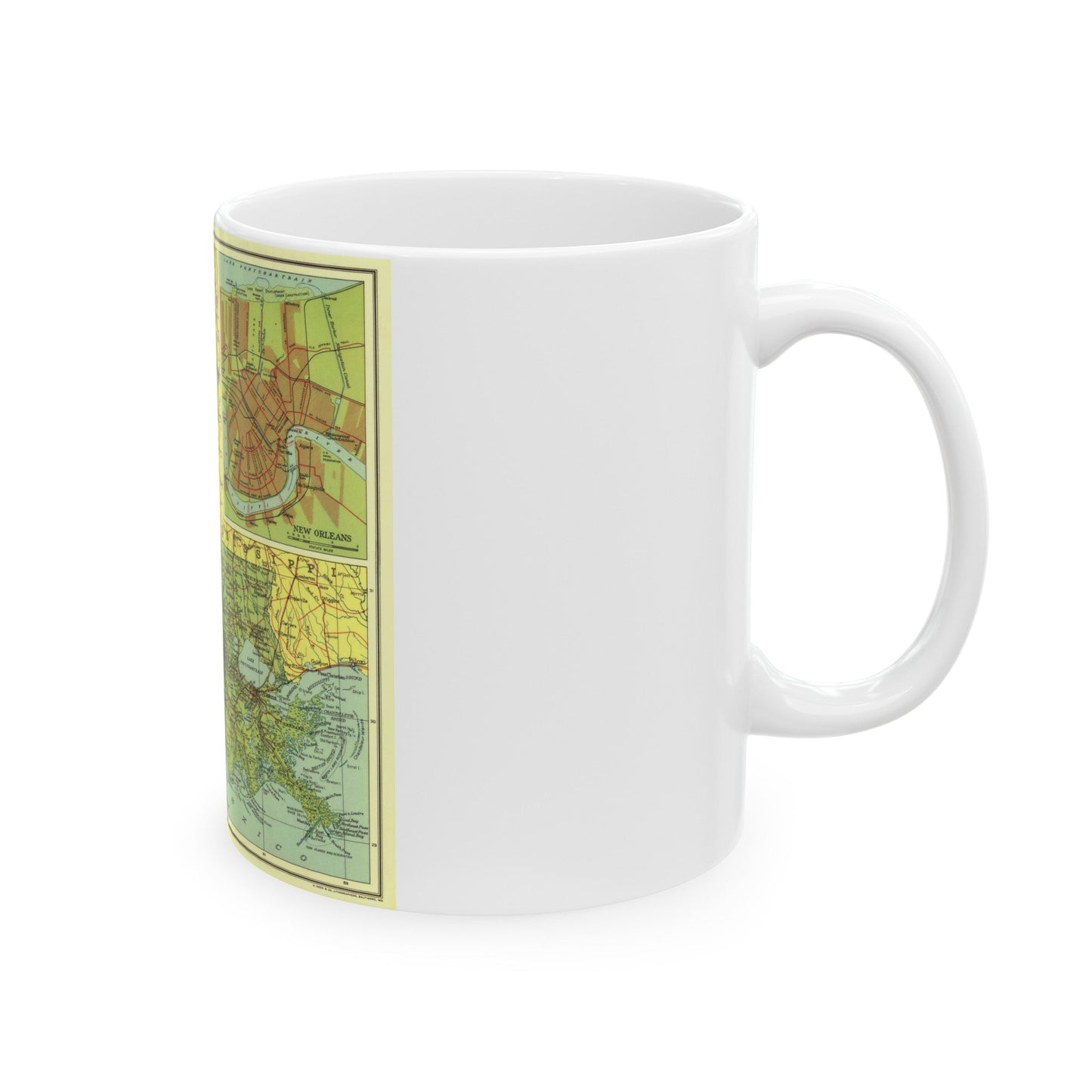 USA - Louisiana (1930) (Map) White Coffee Mug-The Sticker Space